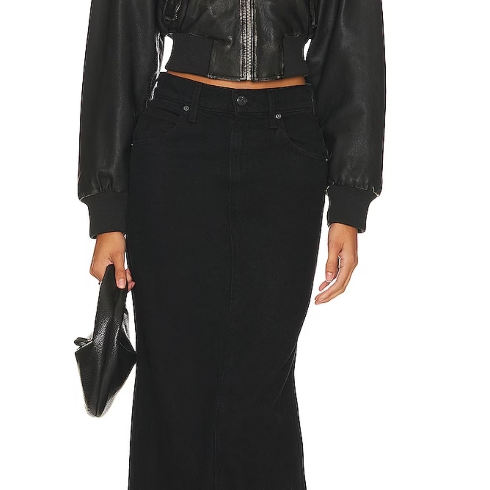 MOTHER SNACKS! The Candy Stick Denim Skirt Licorice Black